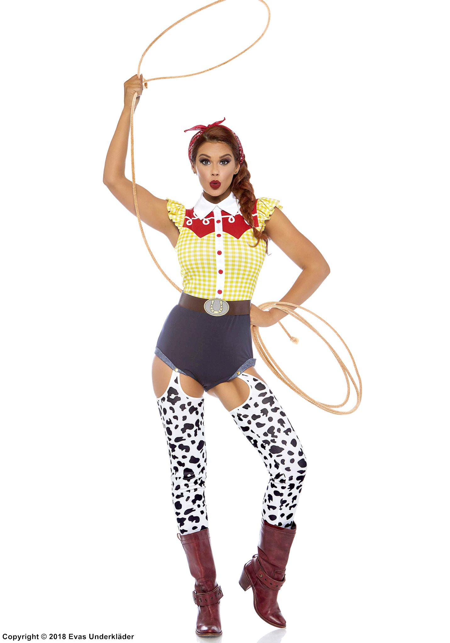 Cowgirl, costume romper, checkered pattern